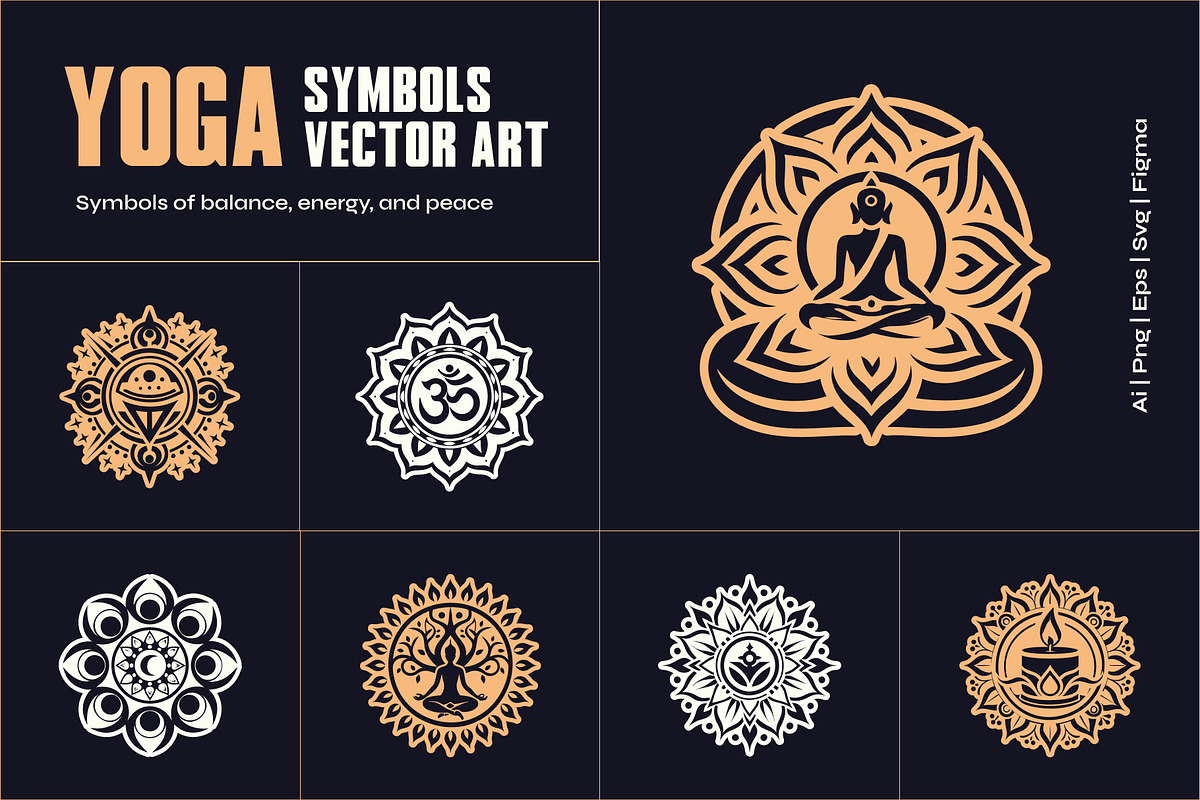 Yoga Symbols Vector Art Set, a Healthcare Illustration by Creative Stall (Photo 1 of 10)