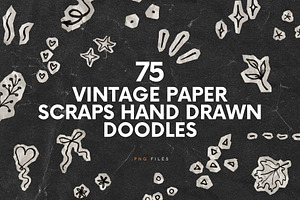 75 Paper Scraps Hand Drawn Doodles