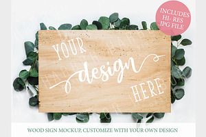 Wood Sign Mockup - Wedding Botanical