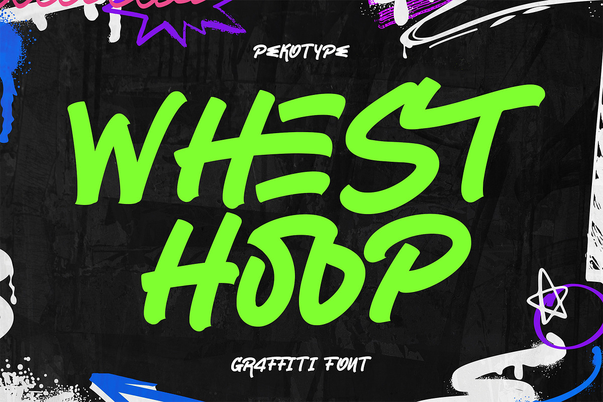 Whest Hoop - Graffiti Font, a Handwritten Font by Pekotype (Photo 1 of 15)