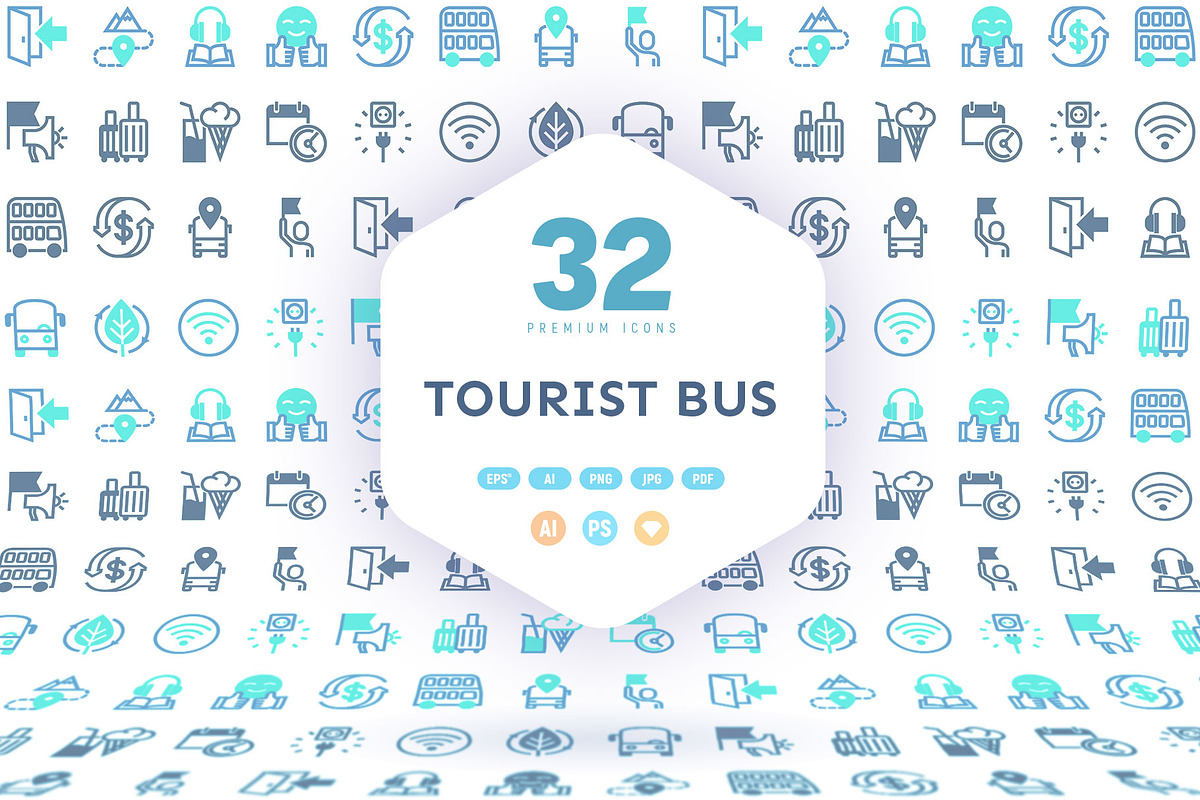Tourist Bus | 32 Icons Set, an Outline Icon by Marina Silence (Photo 17 of 17)