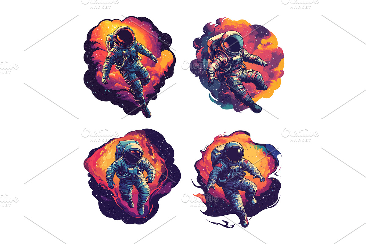 Cartoon cosmonaut in outer space, an Object Illustration by Stock-Smart-Start