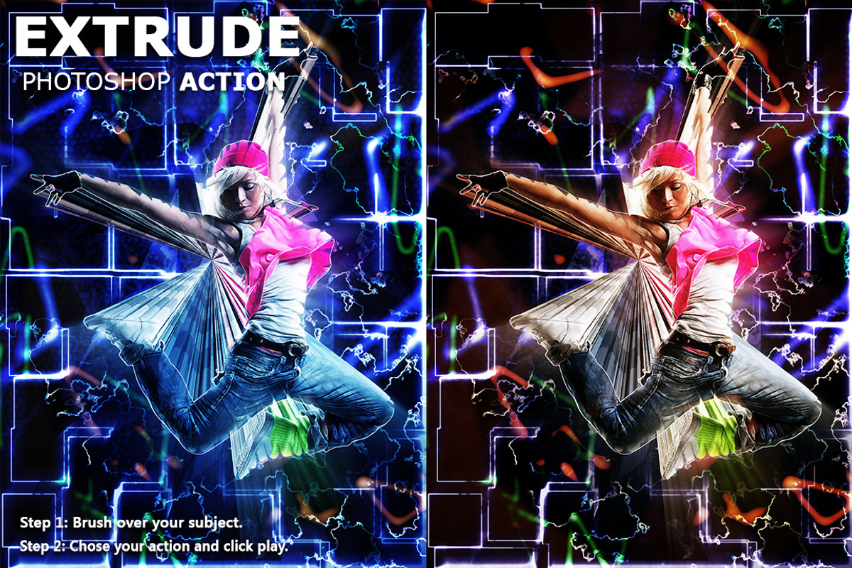 Extrude Photoshop Action preview 7