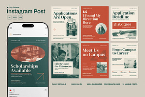 University Admissions Instagram Post, a Social Media Template by Pitchlook.Studio