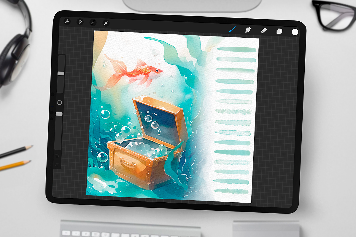 Realistic Siren Watercolor Brushes, a Brush Add-On by Disyukov (Photo 2 of 7)