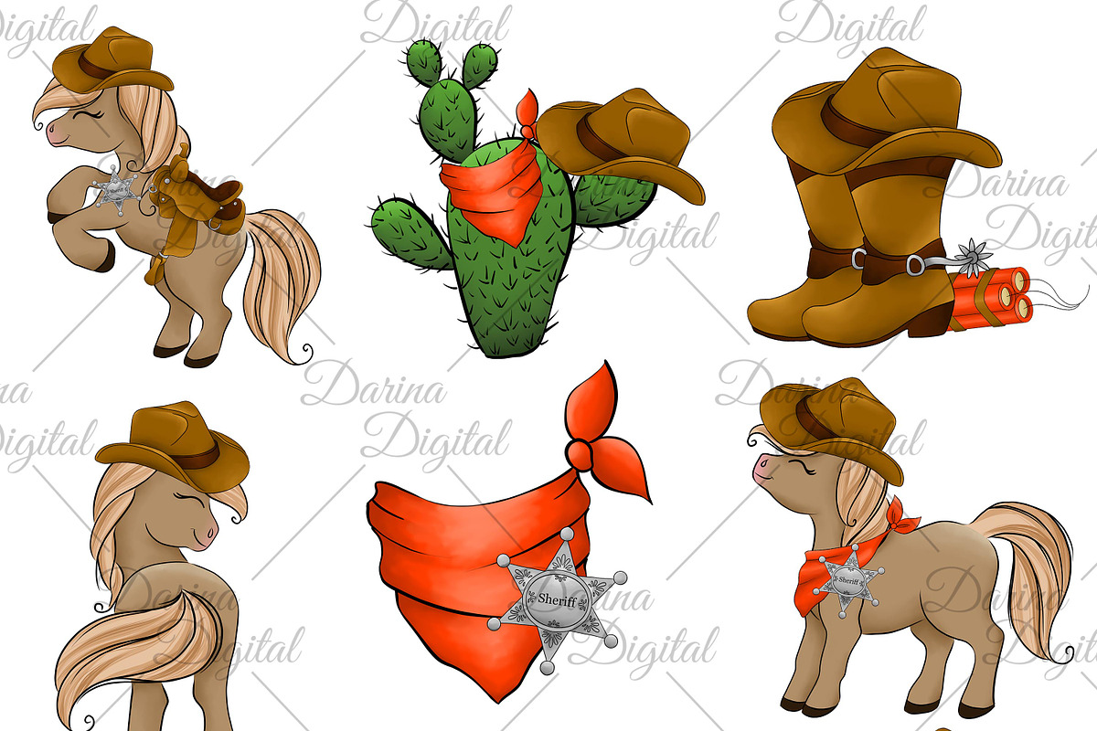 Cowboy clipart, an Illustration by DarinaDigital (Photo 2 of 5)