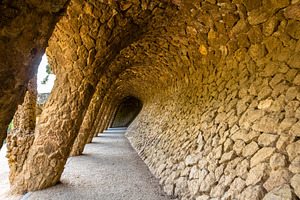 A gallery in the Park Guell - Barcelona, Spain, an Architecture Photo by Leonid Andronov
