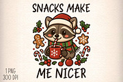 Christmas Raccoon Snacks Quote PNG, an Illustration by Daily.Designs (Thumbnail 1 of 5)