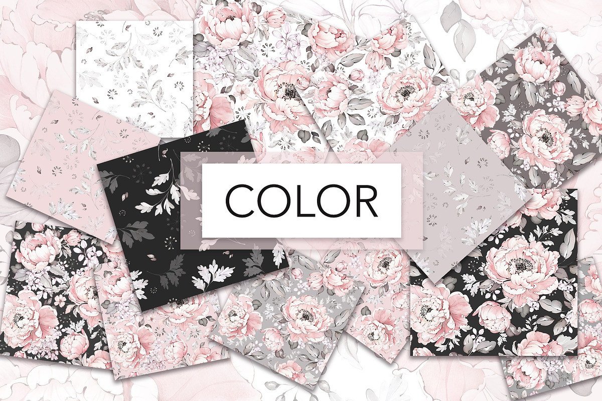 Pink Watercolor Peonies Pattern, a Pattern Graphic by Lisima (Photo 6 of 16)