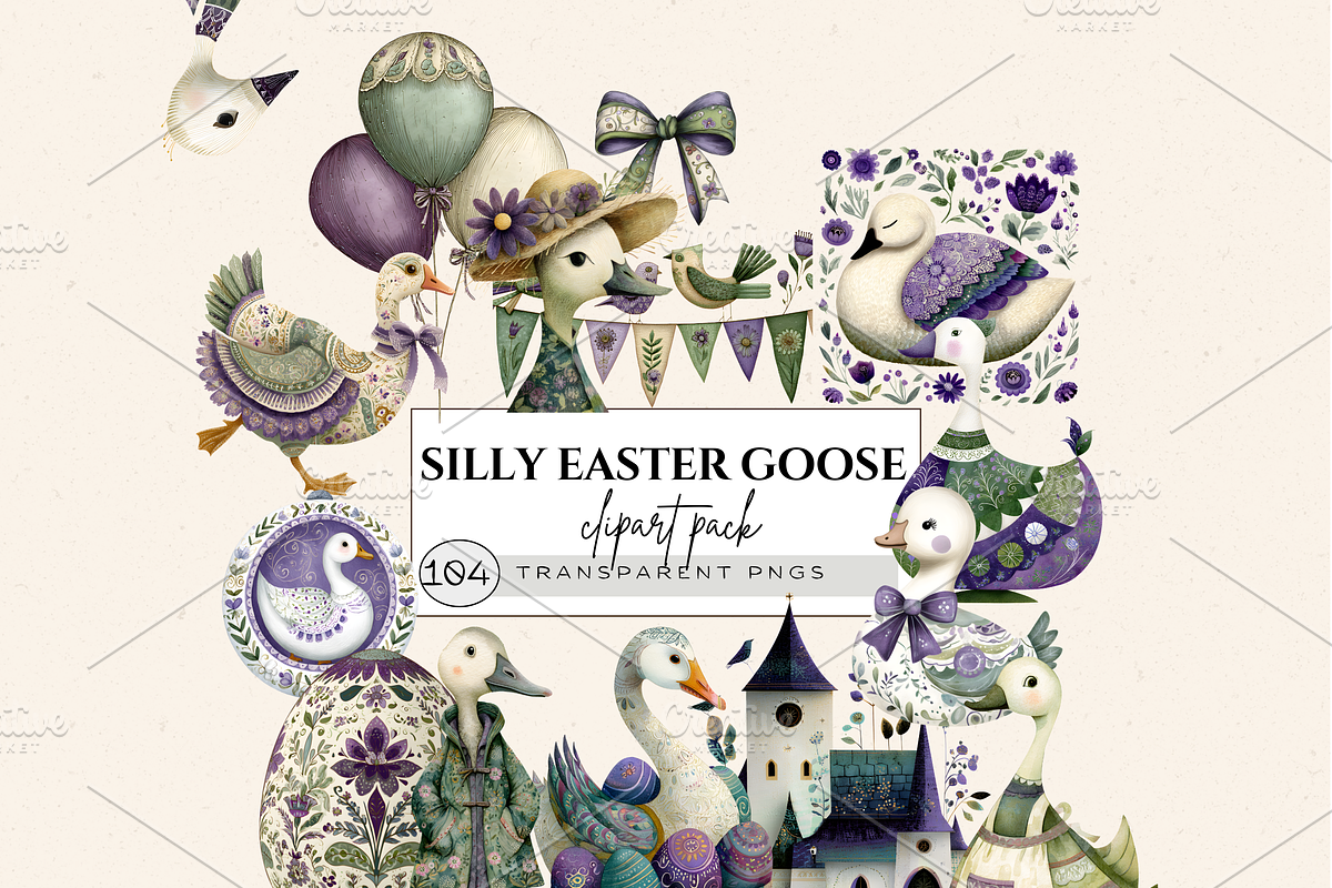 SILLY GOOSE BABY SHOWER CLIPART PACK, an Animal Illustration by Daring Digies (Photo 1 of 10)
