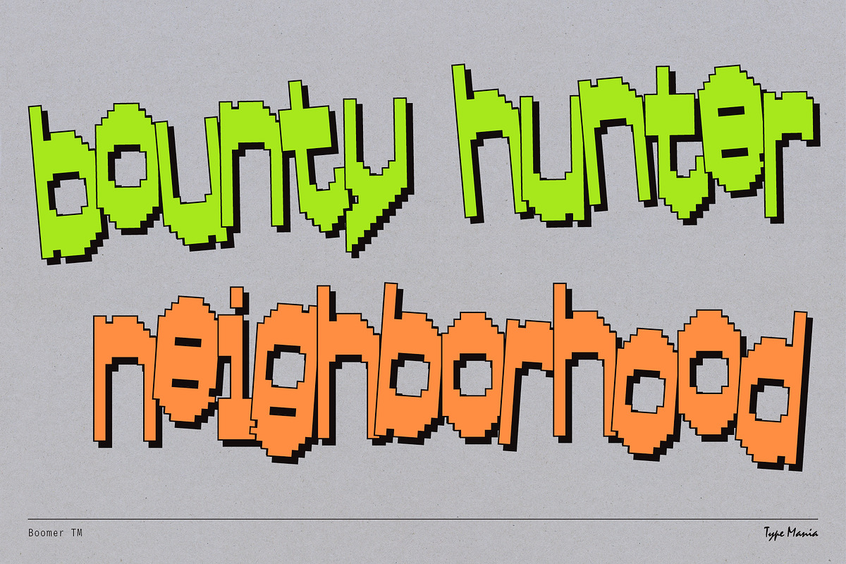 Boomer TM – Funky Pixel Font, a Sans Serif Font by Type Mania (Photo 5 of 10)
