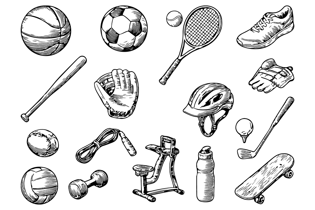 Vintage Sports Equipment Set, an Object Graphic by RT Studio (Photo 2 of 4)