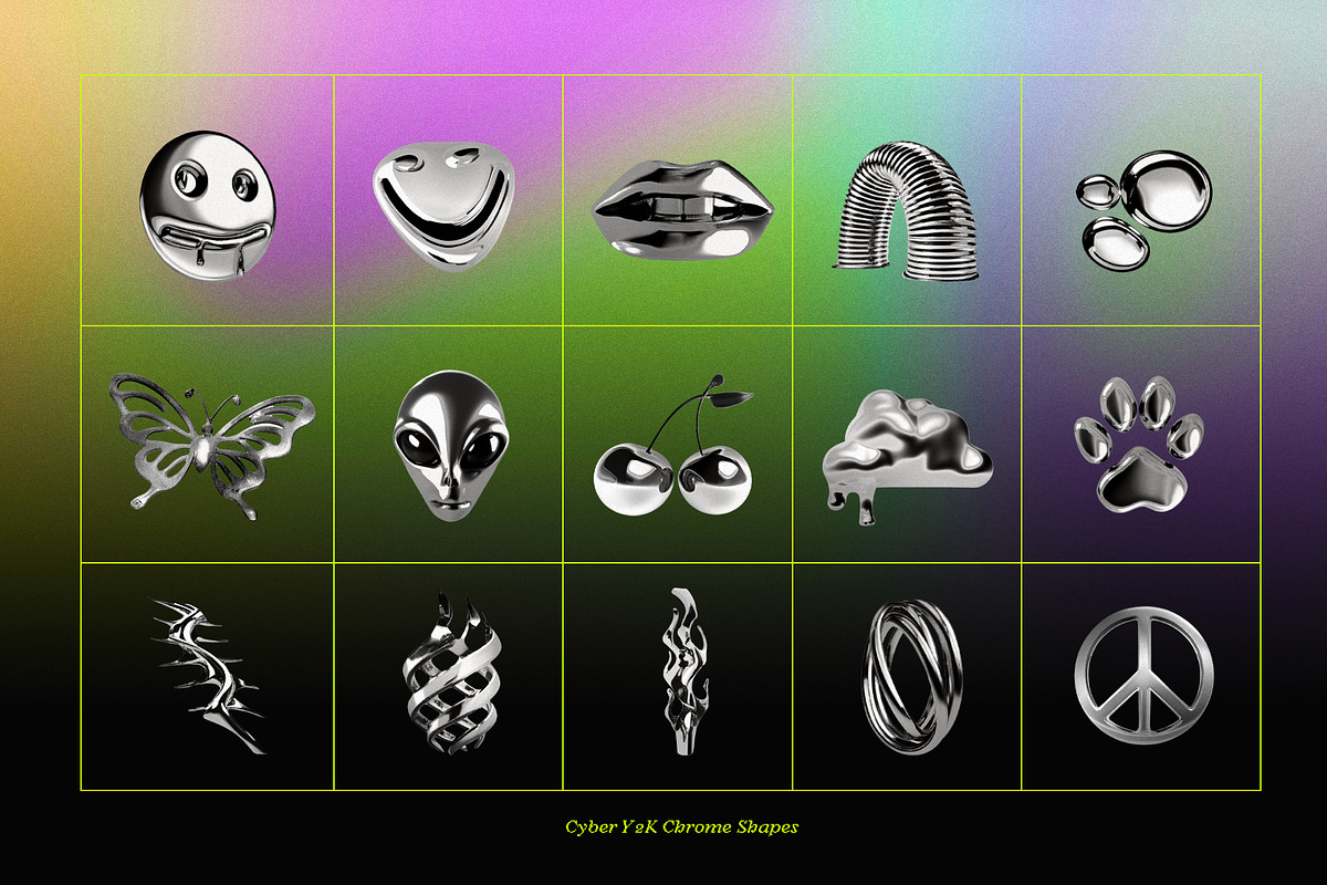 CYBER Y2K Chrome Shapes, an Object Graphic by Desert Poetic (Photo 4 of 6)