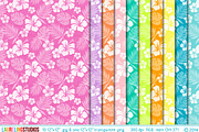 Hibiscus Pattern Digital Paper, a Pattern Graphic by Laureling Studios (Thumbnail 1 of 3)