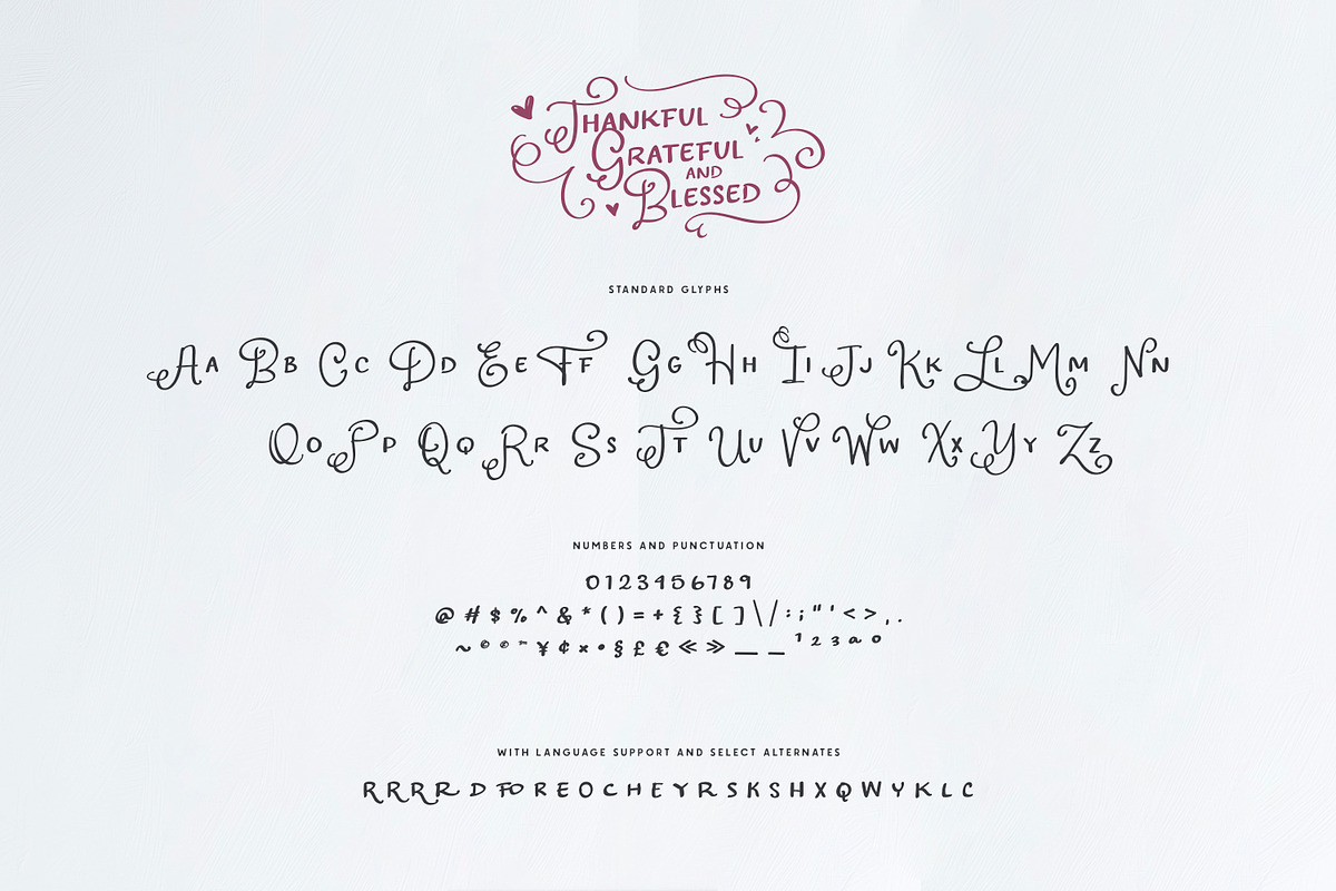 Thankful, Grateful & Blessed Type, a Handwritten Font by Callie Rian & Co. (Photo 9 of 12)