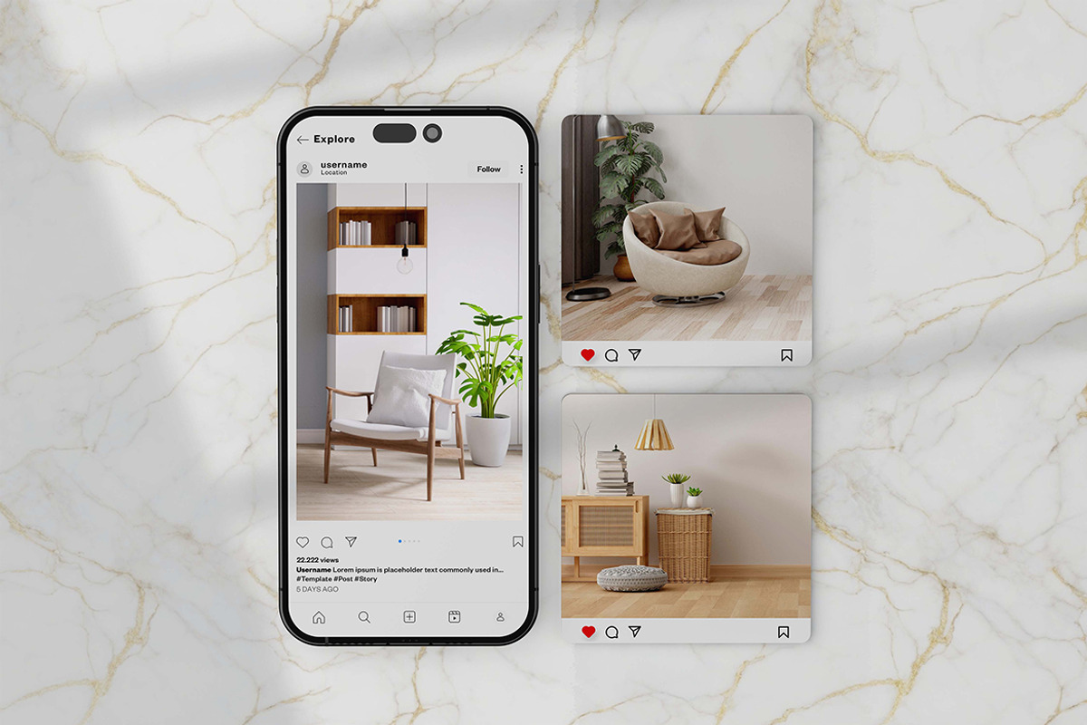 Instagram Post Mockups, an Advertising Mockup by Alhaytar (Photo 2 of 3)