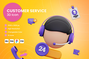 3D Customer Service Icon Set