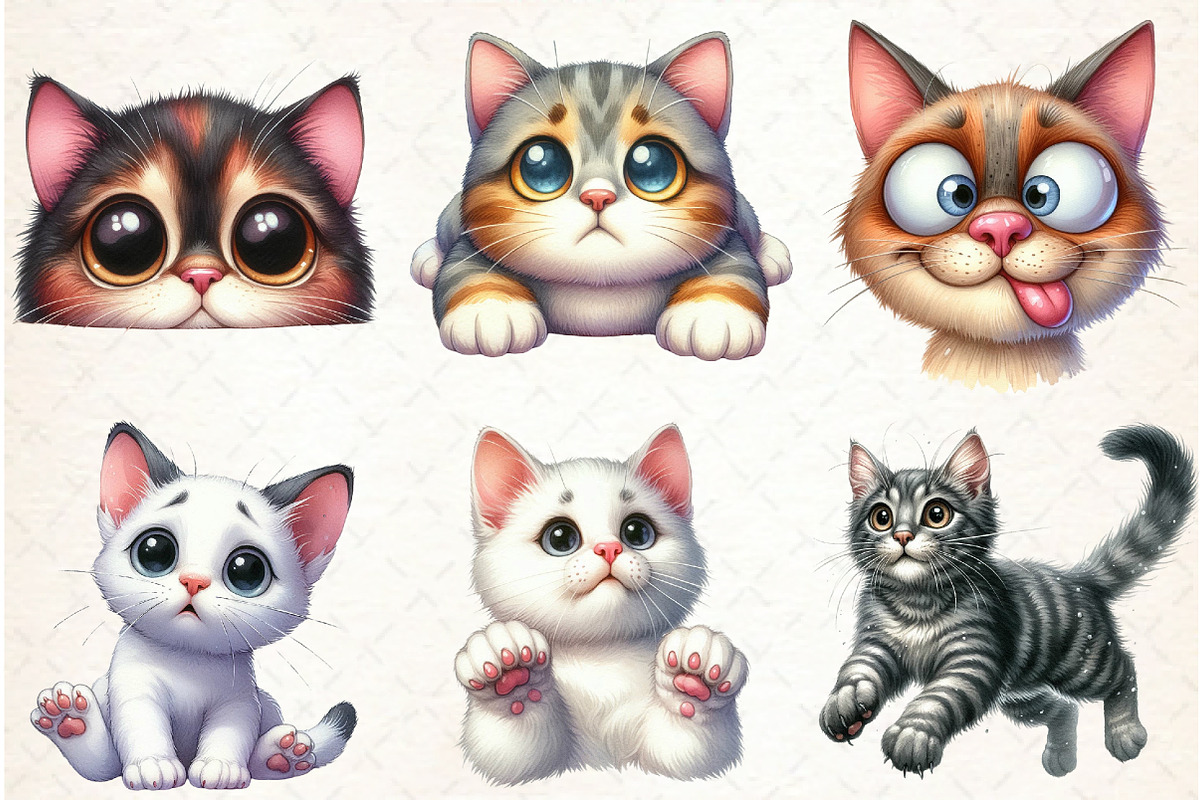 Surprised Funny Crazy Cat Clipart, an Illustration by Libby Wishes (Photo 3 of 7)