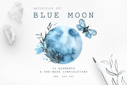 Blue MOON watercolor, an Object Illustration by LeriaArt watercolor (Thumbnail 1 of 8)