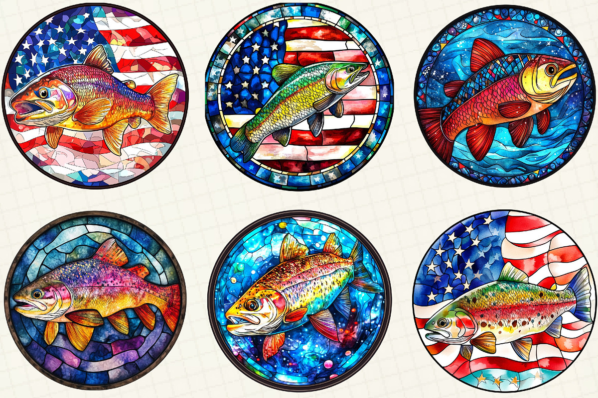 Stained Glass Patriotic Rainbow, an Illustration by OK Design (Photo 2 of 5)