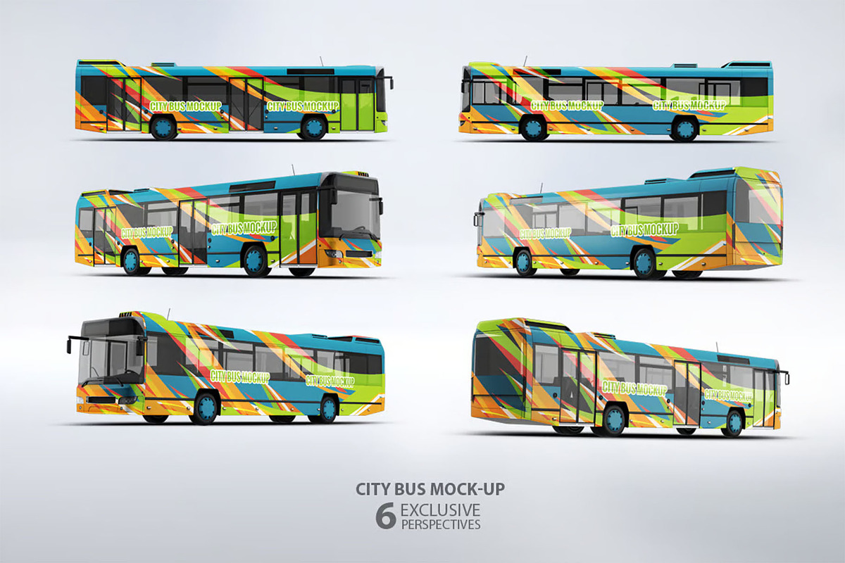 City Bus Mock-Up, a Product Mockup by DesignRushMarket (Photo 1 of 6)