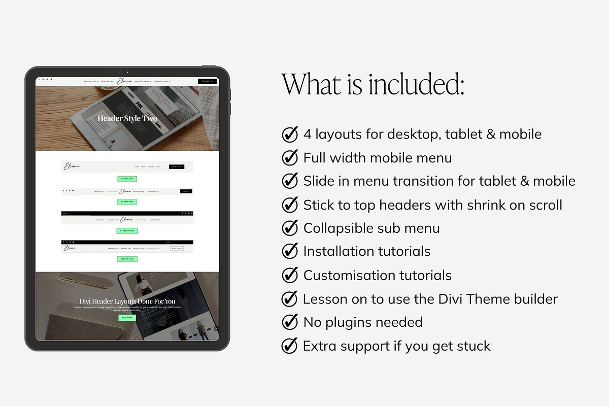 Divi Theme Header Template Bundle, a WordPress Template by Sarah Worboyes Designs (Photo 6 of 7)