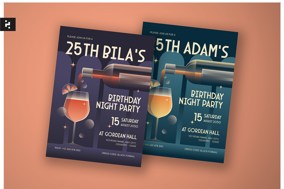 Art Deco Birthday Invitation, a Card Template by Neermana (Photo 1 of 4)