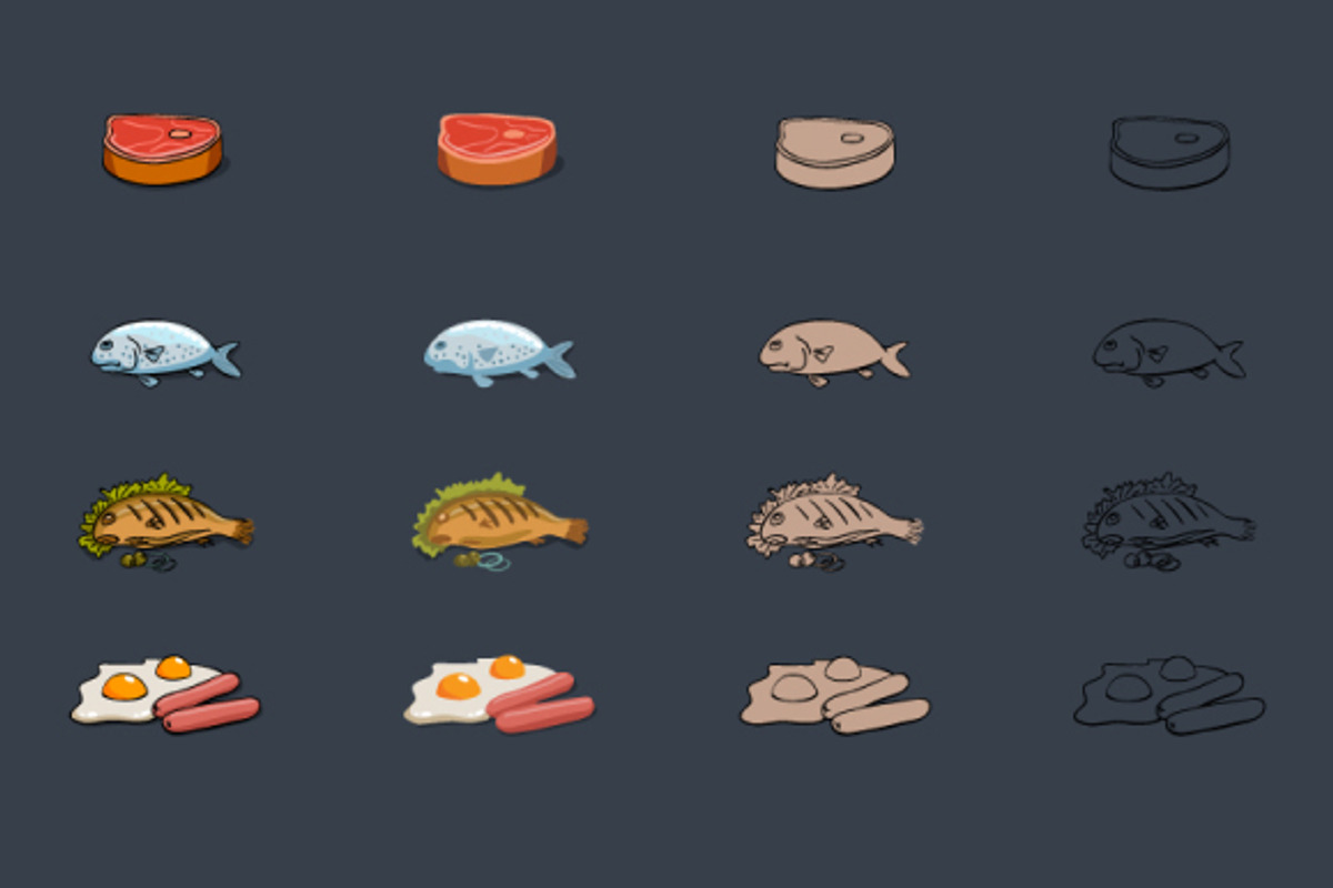 Cartoon Food Icons Game Set, a Food Illustration by Chuchilko shop (Photo 7 of 13)