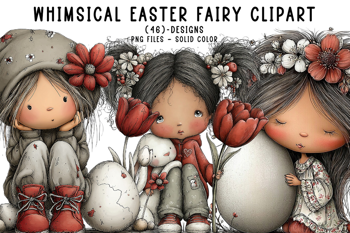 Whimsical easter fairy clipart, an Illustration by CreationArt (Photo 1 of 7)