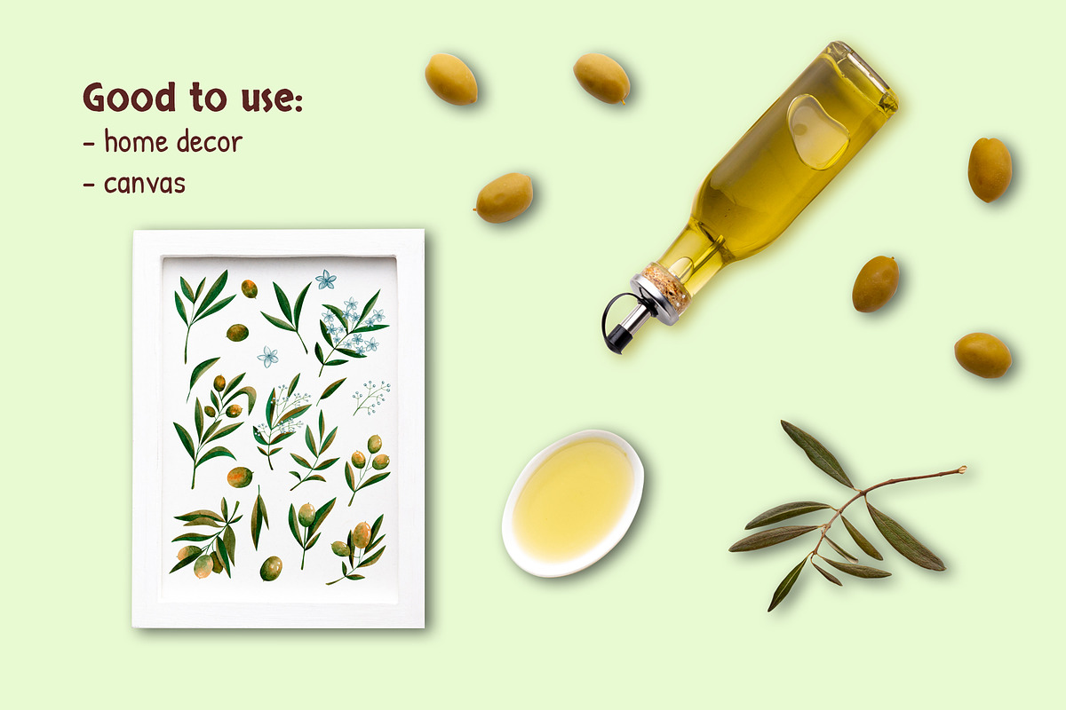 Watercolor Olives pattern collection, a Pattern Graphic by Lagniappe Art (Photo 11 of 13)