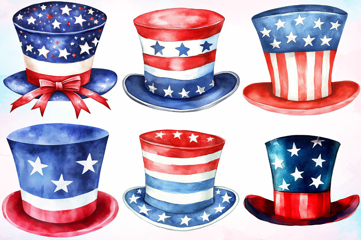 Top Hat 4th of July Clipart Bundle, a Seasonal Illustration by Canvas Craft (Photo 2 of 4)
