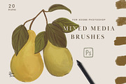 20 Photoshop Mix Media Brushes, a Brush Add-On by Jenteva Art (Thumbnail 1 of 11)
