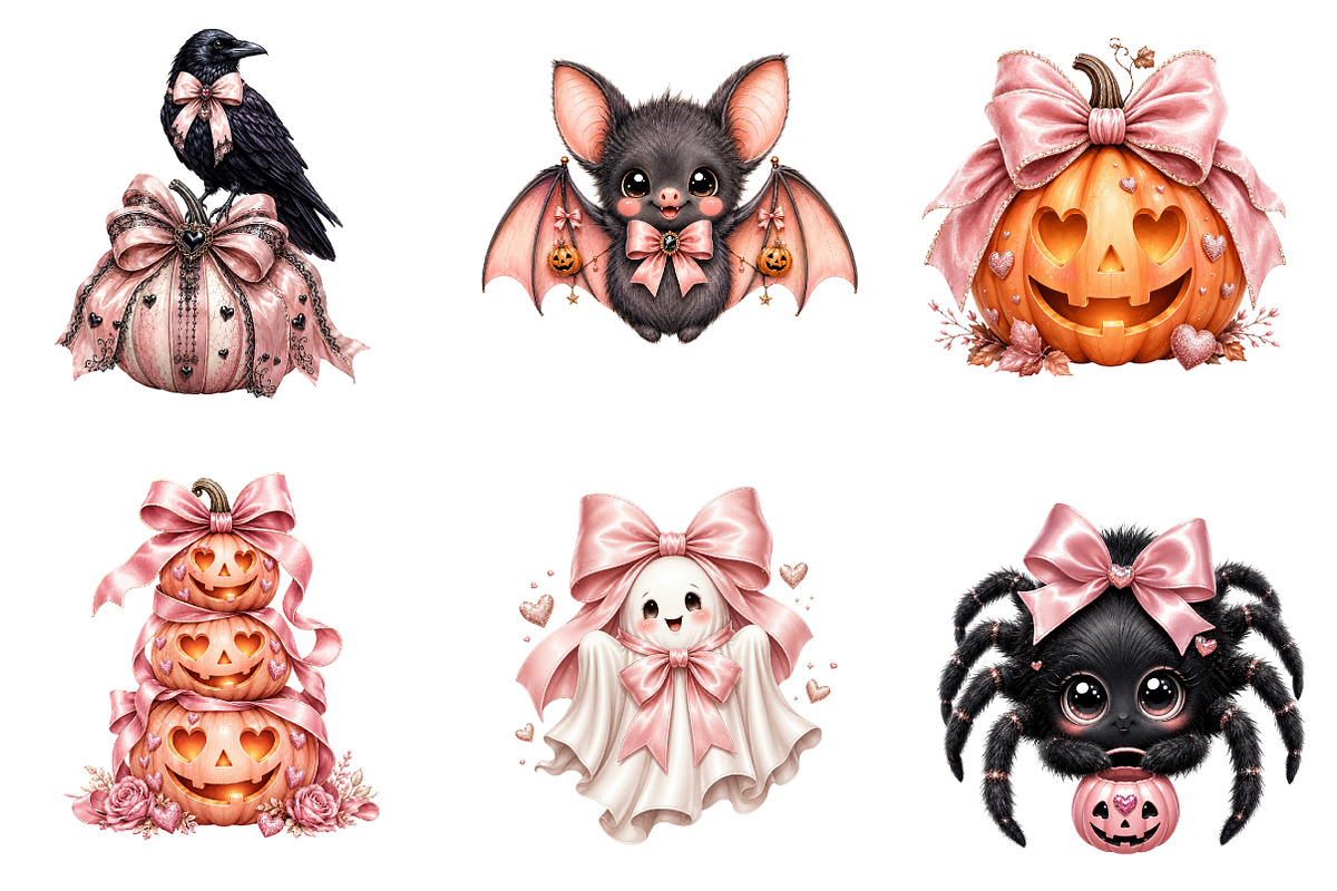 Coquette Pink Halloween Clipart, a Seasonal Illustration by Designworld (Photo 4 of 6)