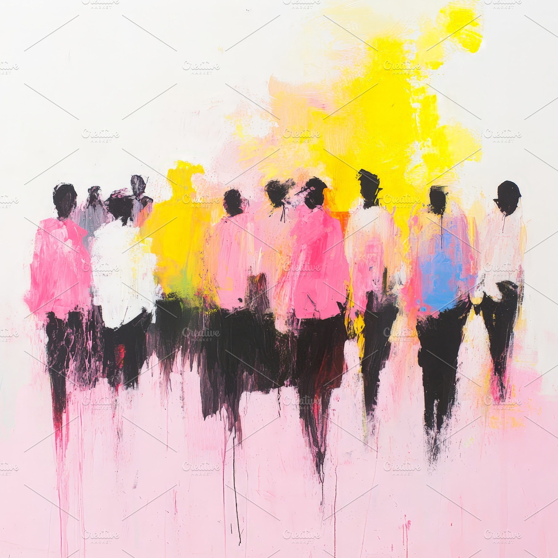 Crowd Abstract painting artwork, an Abstract Photo by Hamza067