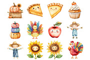 Cute Fall Clipart - Watercolor, a Seasonal Illustration by CitraGraphics (Thumbnail 2 of 4)