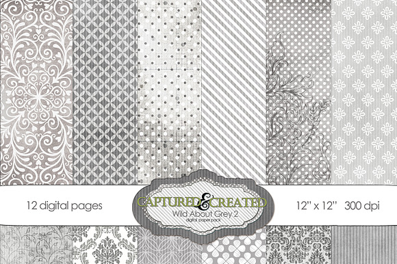 Wild About Grey Set 2 Digital Paper preview 5