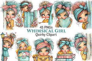 Whimsical Quirky Girl Peeking, an Illustration by Pixels.Craft