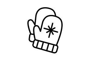 Line  illustration of winter mittens, an Outline Icon by Elen_Art