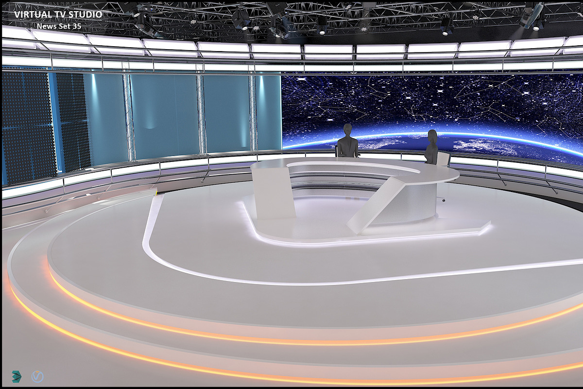Virtual TV Studio News Set 35, an Architecture 3D Model by akerStudio (Photo 23 of 39)