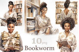 Book Worm Clipart Library Girl PNG