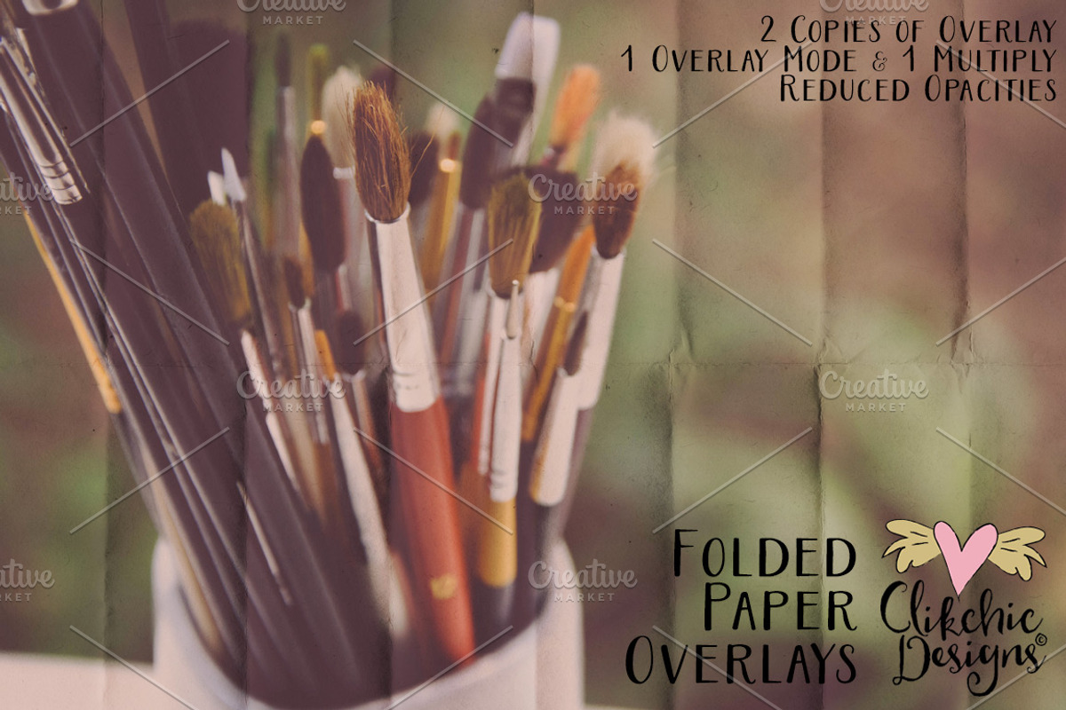 Folded Paper Overlays & PS Brushes, a Texture Graphic by Clikchic Designs (Photo 3 of 5)
