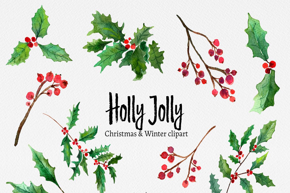 Christmas clip art: HOLLY JOLLY, an Illustration by SandraGraphicDesign (Photo 2 of 5)
