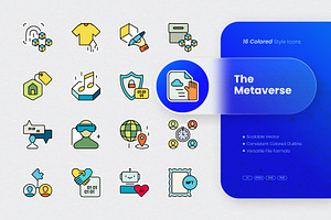 The Metaverse Colored Icons, an Outline Icon by cidcud_graphic