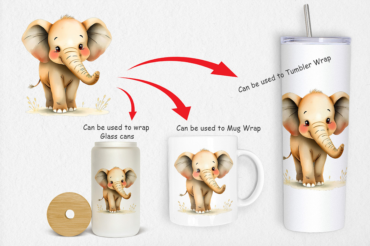 Watercolor Clipart Elephant Wildlife, a Graphic by Artnoy (Photo 4 of 5)