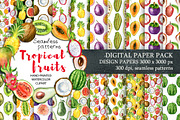 Watercolor tropical fruits clipart, a Food Illustration by Evgeniia (Thumbnail 2 of 10)