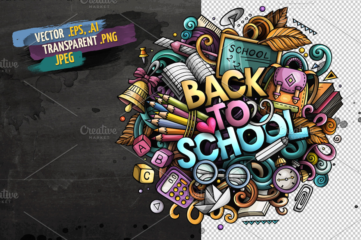 Back To School doodles title, a Decorative Illustration by BALABOLKA (Photo 2 of 2)