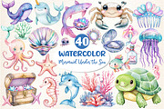 Little Mermaid Under the Sea Clipart, an Illustration by Dream Creation (Thumbnail 1 of 5)