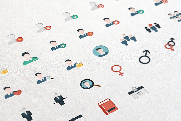 User Account Color And Line Icon Set