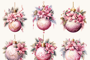 Pink Christmas Ornaments Clipart