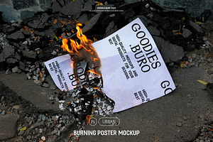 Burning Poster Mockup, a Print Template by Goodies.Buro